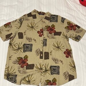 Penningtons Beige Floral and Geometric Men's Shirt